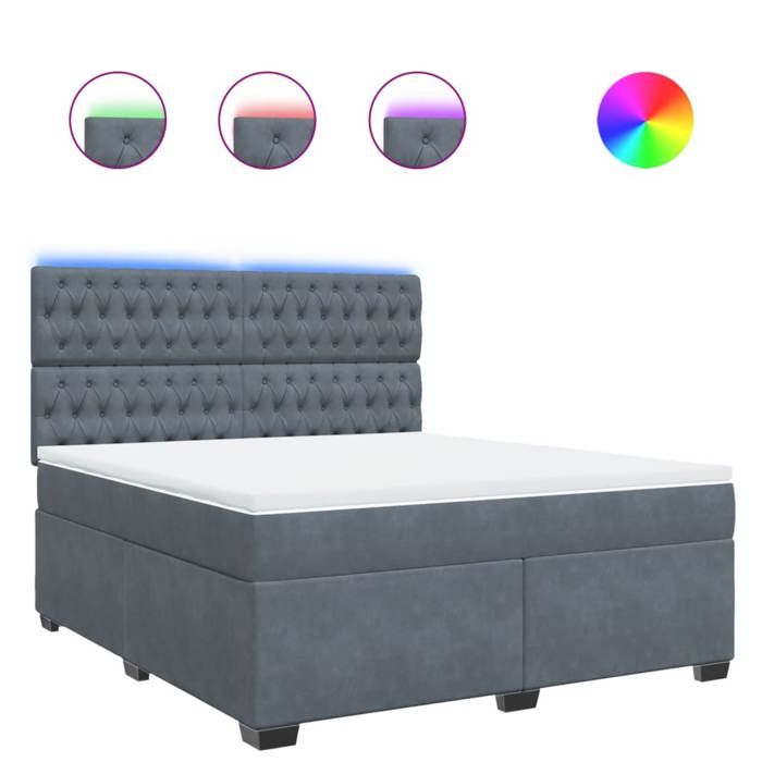 Maison Exclusive - Sommier à lattes de lit et matelas Gris foncé 180x200cm Velours