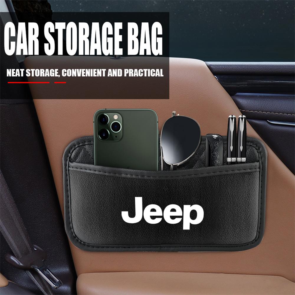 Leather Car Storage Bag Seat Back Center Console Organizer Key Holder For JEEP Renegade Grand Grand Cherokee JK Wrangler Compass
