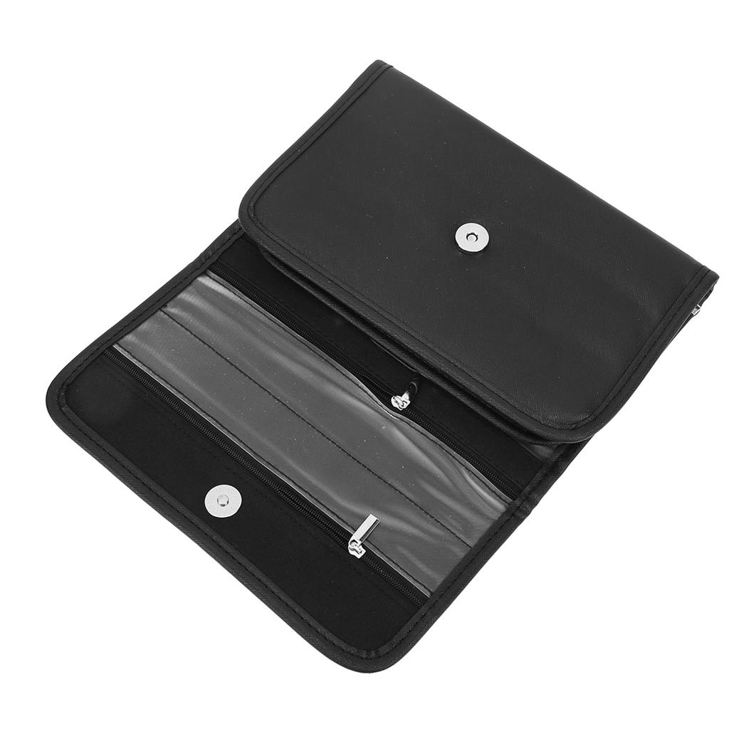 Cosmetic Pouch Black Portable Light Waterproof Durable Large Storage Capacity PU Leather Travel Makeup Bag