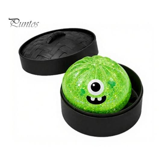 Gedämpftes Brötchen Sensorisches Spielzeug Halloween Knödel Quetsche mit Dampfgarer Box, Kürbis Geist Fledermaus zur Stressbewältigung, Party Mitgebsel Ball