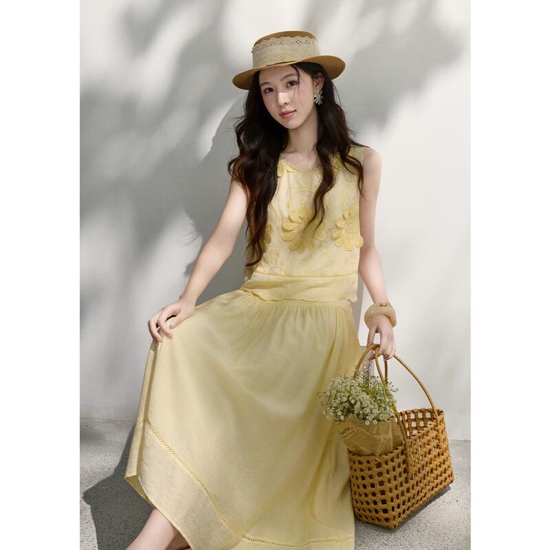 MiXiu Women's French Style Embroidered Two-Piece Set