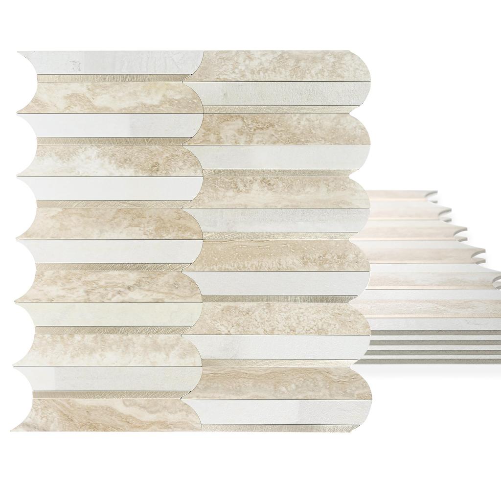 JAMAvisona 5 Pieces Nordic DIY Tile Sticker Mosaic 3D Wallpaper 3mm Thick Waterproof Stain Resistant Heat Resistant Peelable Wall Sticker Pannel