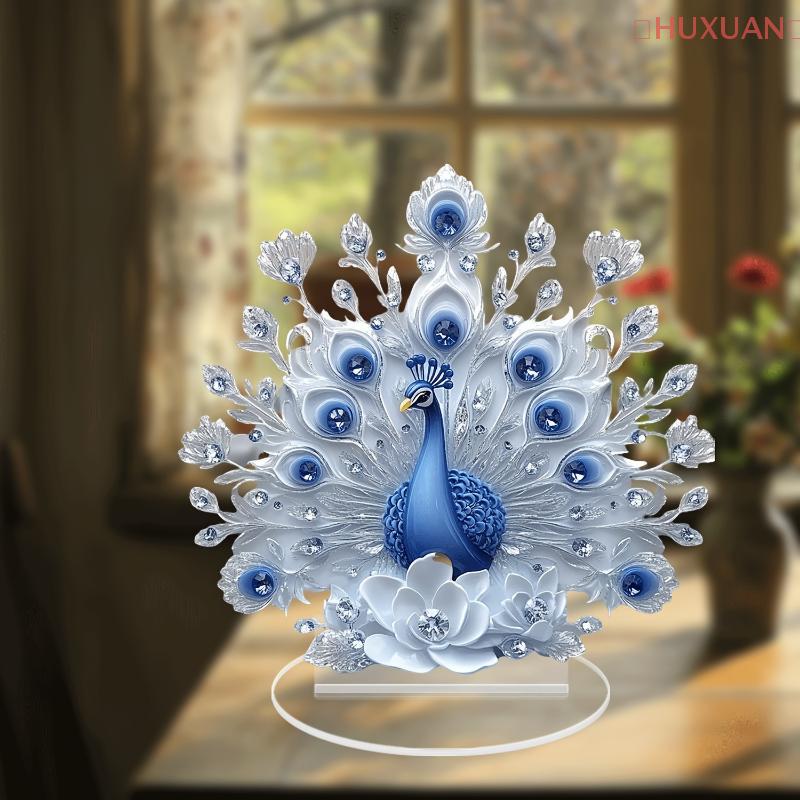 1PCS  10cm Decor Peacock Figure Peacock Decor For Office Housewarming Gift Desktop Decor Ornament