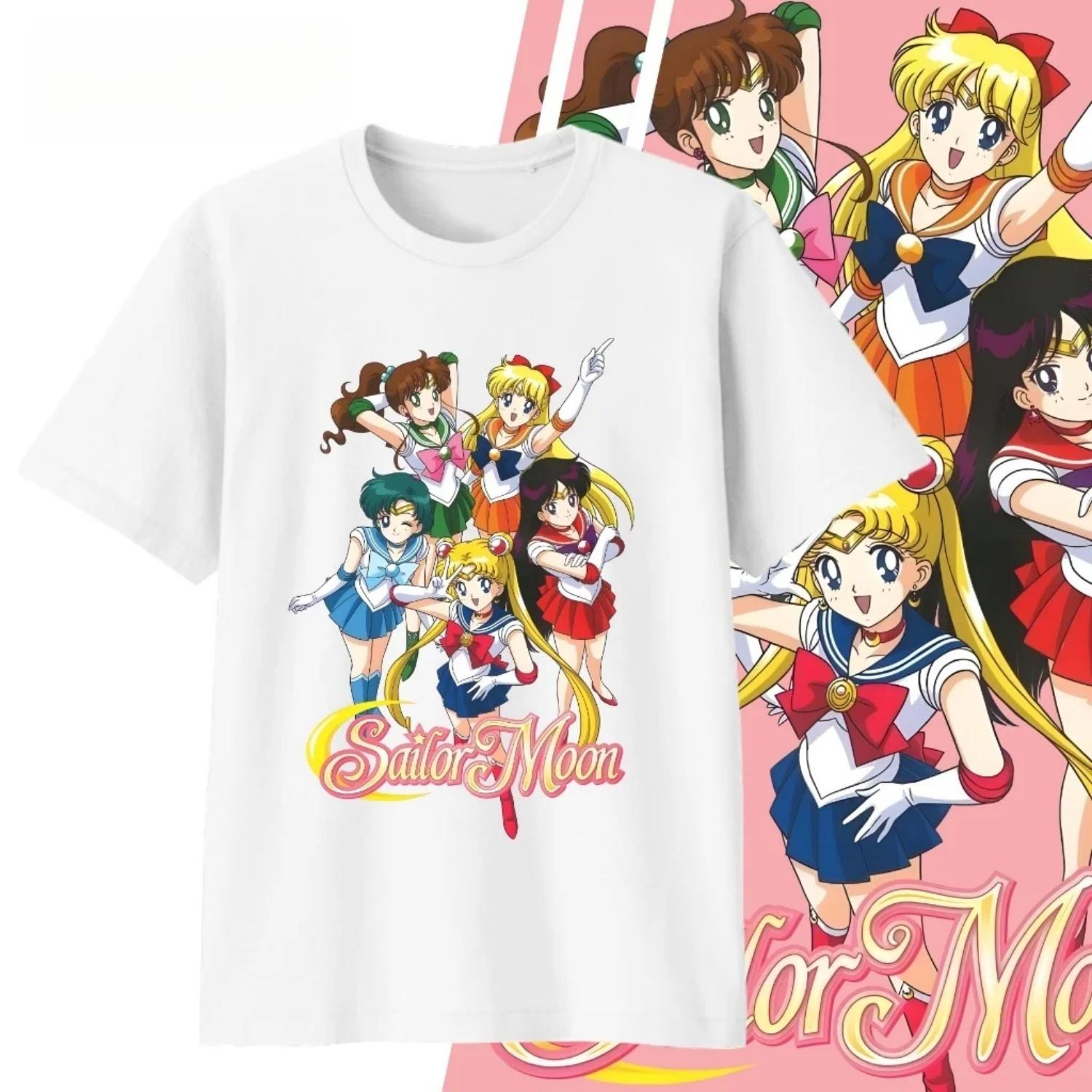 

2026 Cotton Sailor Moon Lost Americana Y2K Casual T-Shirt Men High Quality Parent-child Cotton Soft Fashion Comfortable Tee S чёрный