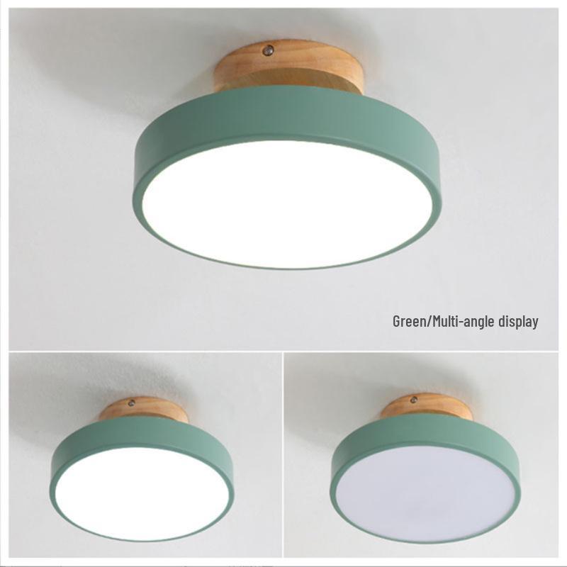 Modern Minimalist Macaron Ceiling Light for Corridors, Entrances, and Balconies with Solid Wood Design