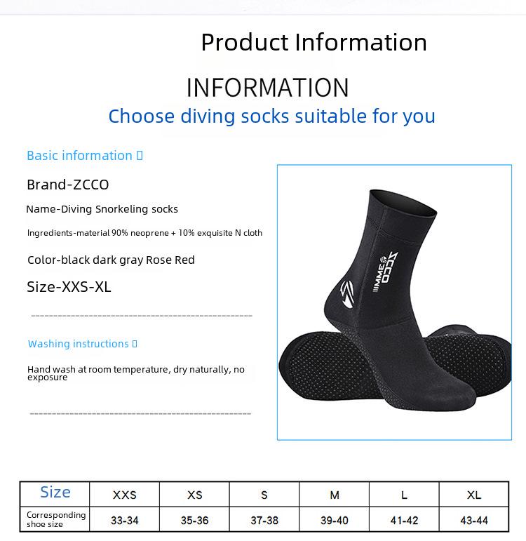 3mm ZCCO Elastic Winter Diving and Anti-Slip Socks with Ankle Support
