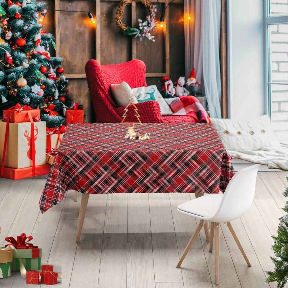 Elegant Red Christmas Tablecloth New Year Dining Table Cover Luxury Rectangular Coffee Table Cloth