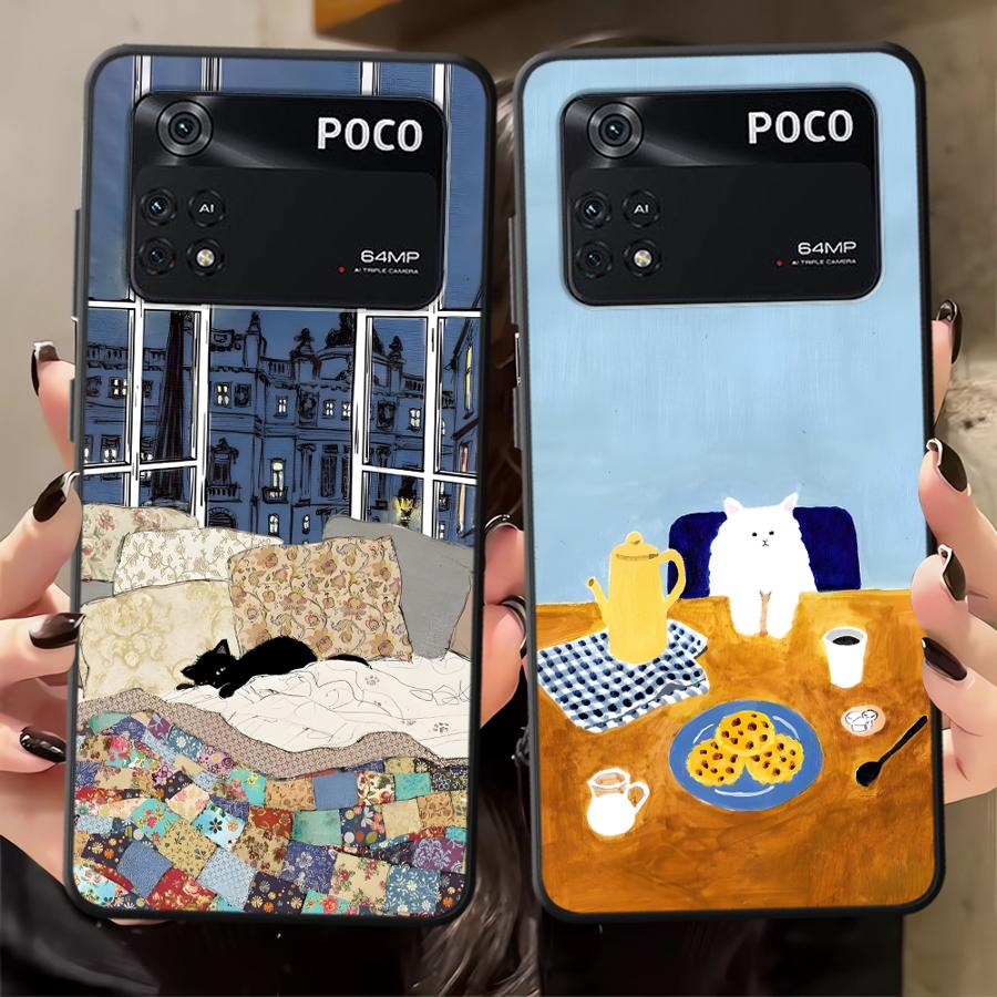 Cartoon Cat Funda Phone Cover Case for Xiaomi Poco F8 C75 M3 M4 M7 C61 F3 F1 M5 C50 X3 X4 X5 X7 Pro C71