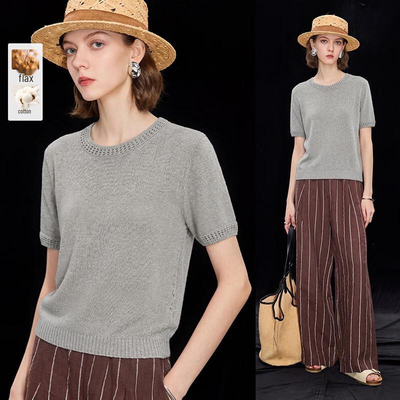 Wudao Women s Hollow-out Neck Commuter Top with Tencel Blend One Size