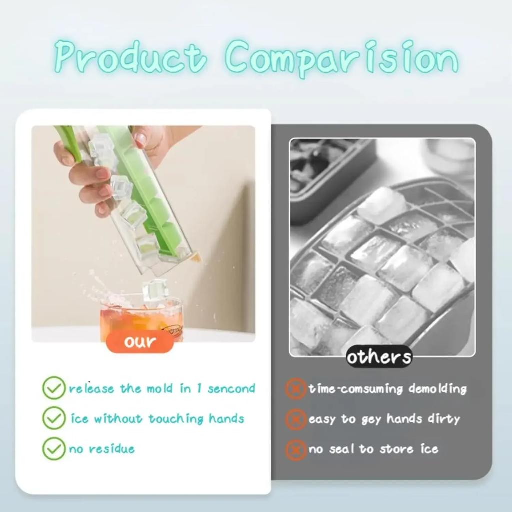 6 Grid Ice Cube Tray Ice Blocks Mold Maker with Handle for Single Person Hand Press Whiskey Cocktail Juice Drink Kitchen Tools