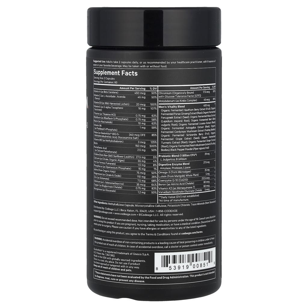 Fermented Multivitamin for Men, Veggie Capsules 120