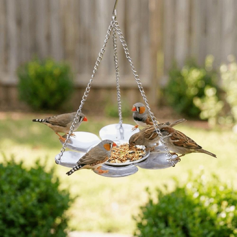 Metal Tray Hanging Bird Feeder Large Capacity Bird Bath Parrot Feeding Station  Garden Decoration