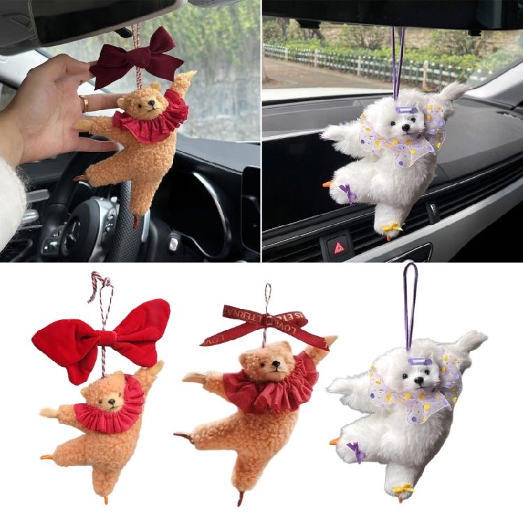 Ballet Bear Keychain Plush Hanging Ornament for Bags Keys Car Interior Pendant Decoration Daily Use Keyring Accessories