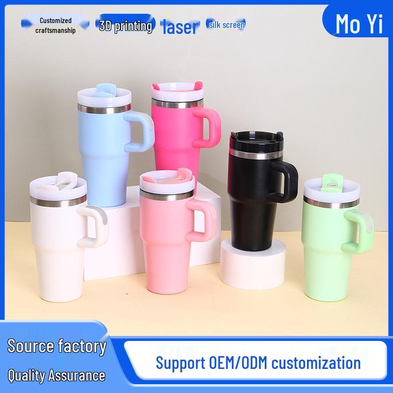 Tazza da auto in acciaio inossidabile da 20 oz con manico e cannuccia, Raffreddatore di ghiaccio termoisolato per bambini