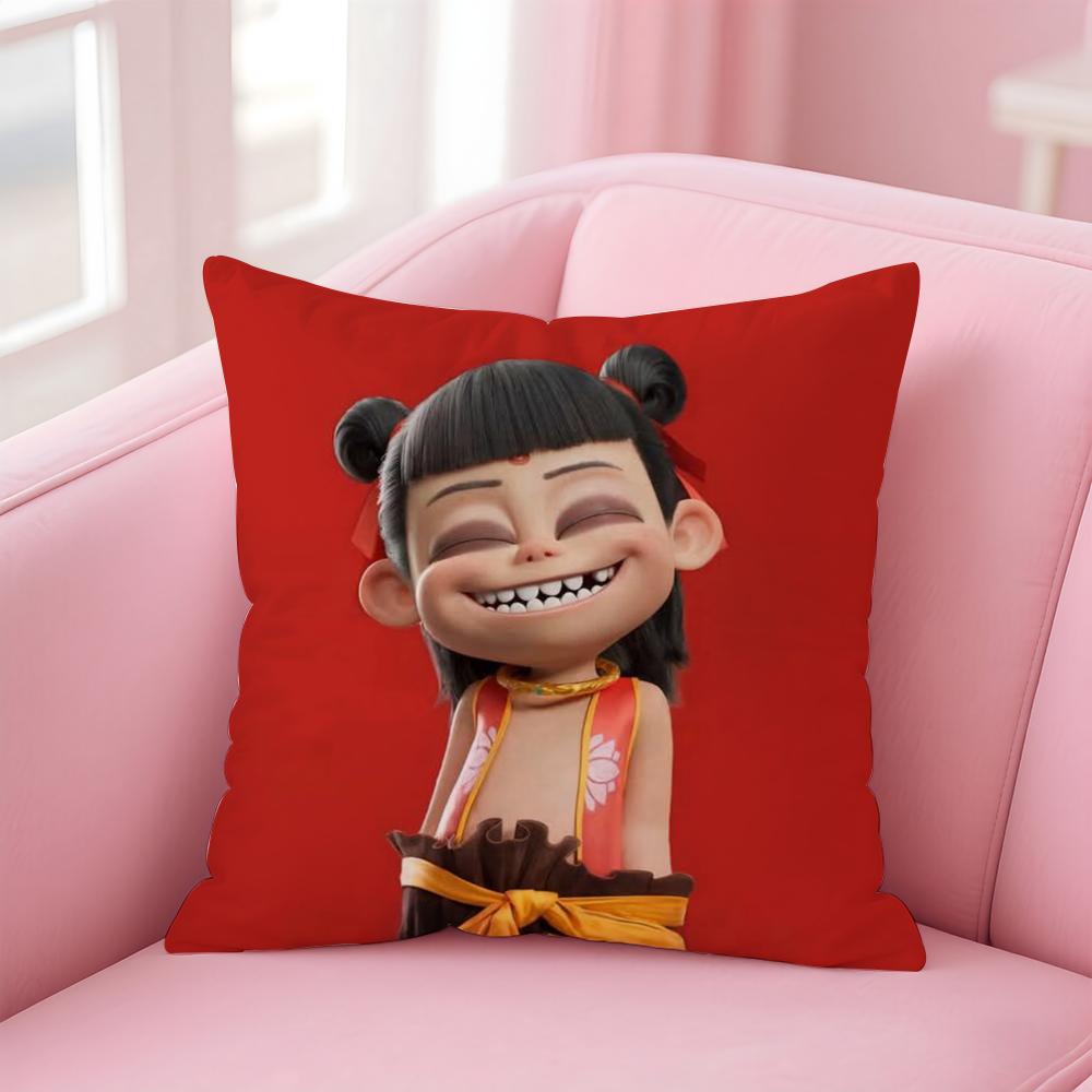 Animated Movie Nezha Cushion Cover Comfortable Reversible Pillow Cover Ideal for Car Sofa Bedroom & Beyond