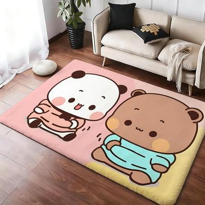 Bubu and Dudu Cute Floor Mat Cozy Flannel Soft Thick Non-Slip Mat for Living Room Bedroom Kitchen Decor Rugs