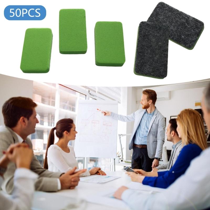 50Pieces Small EVA Whiteboard Erasers with Felt Pad Small Blackboard Cleaners for Teachers Students School Supplies