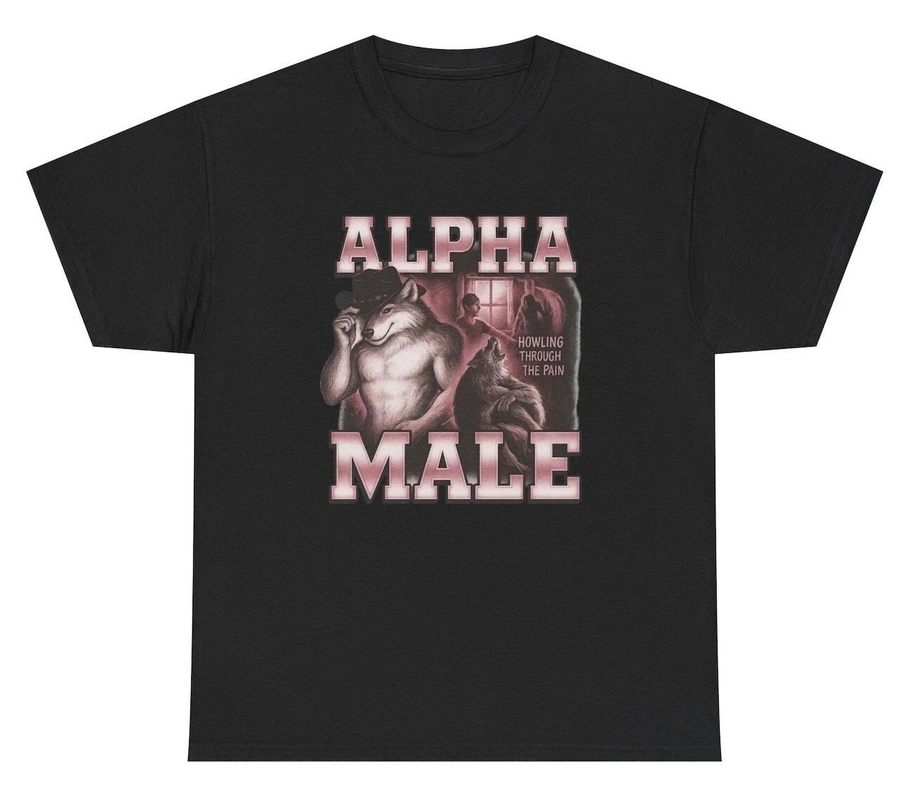

Alpha Male Pink Wolf T Shirt Funny Sarcastic Oddly Specific Graphic Humor Tee 4XL