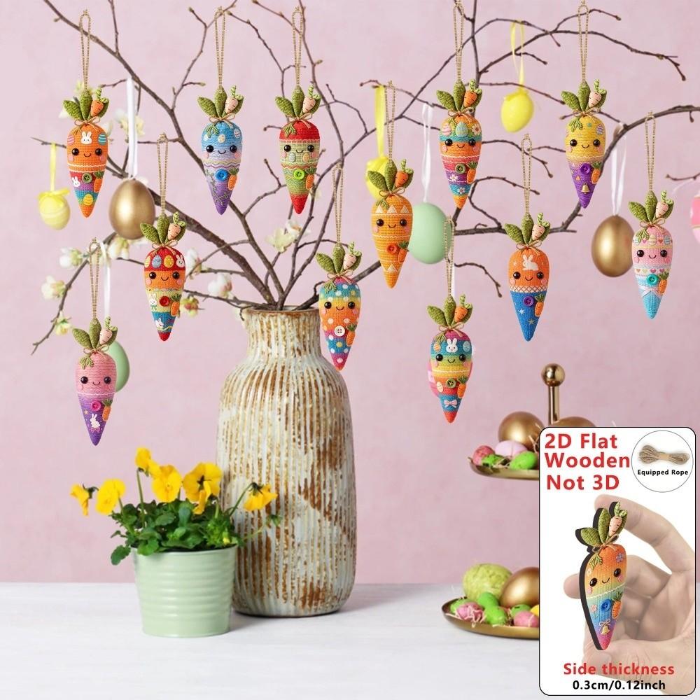 15PCS/30PCS 2D Design Easter Egg Decoration Hanging Ring Easter Egg Pendant  Spring Decoration