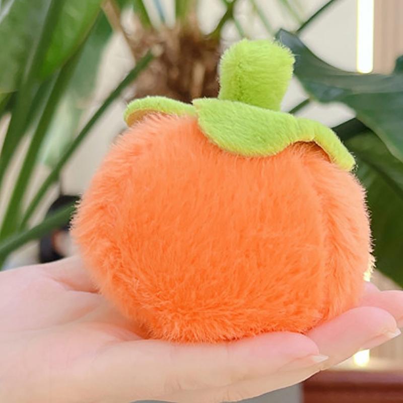 Small Persimmon Fruit Plush Pendant Creative Doll Key Chain School Bag Hanging Gifts Kids Toys
