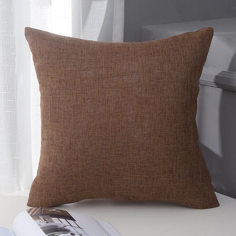 Vintage Minimalist Cotton Linen Cushion Cover Solid Color Chinese Style Boho Pillow for Sofa Office Bedroom Back Support
