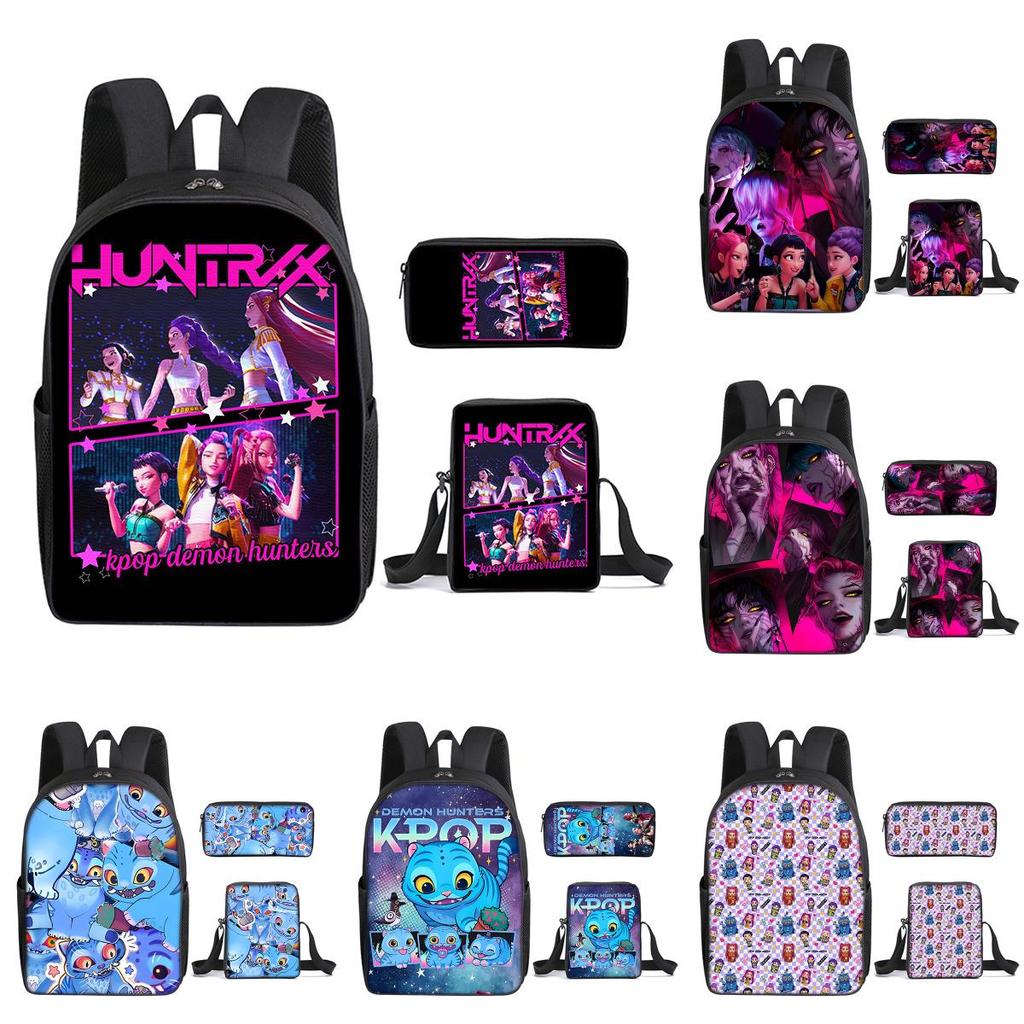 Kpop Demon Hunters School Backpack Set With Oxford Fabric And Air Cushion Straps For Students