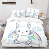 Copripiumino Animali Cartoni Animati Simpatico Set Letto Coniglio Arcobaleno Microfibra Fauna Selvatica Copripiumino Misura Singola Per Bambine Bambini Stanza Kawaii