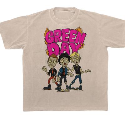 Maglietta unisex sabbia caricatura band Green Day di tendenza tutte le taglie JJ5309