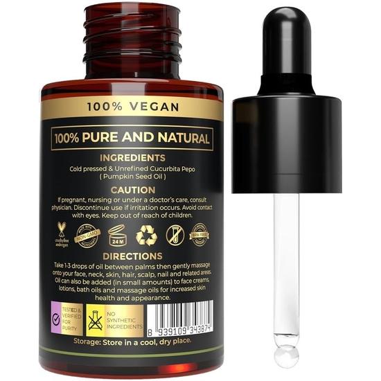 Plant Based Pumpkin Seed Oil for Hair Growth – Pure, Cold-Pressed, Nutrient-Rich (Kaddu) Pumpkin Oil for Face, Hair & Scalp Health | For Stronger