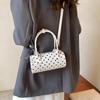 Yogodlns Chic Black & White Polka Dot Stylish Cylinder Crossbody Bag Braided Handle PU Leather Zip Closure Versatile Messenger Bag for Women