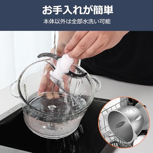 ASUTAS Food Processor, 2L Large Capacity (2 Bowls), 5-in-1 Function (Chop, Blend, Crush, Crush, Grate), 400W High Power, 2 Speeds, 4 Blades, Food Chop