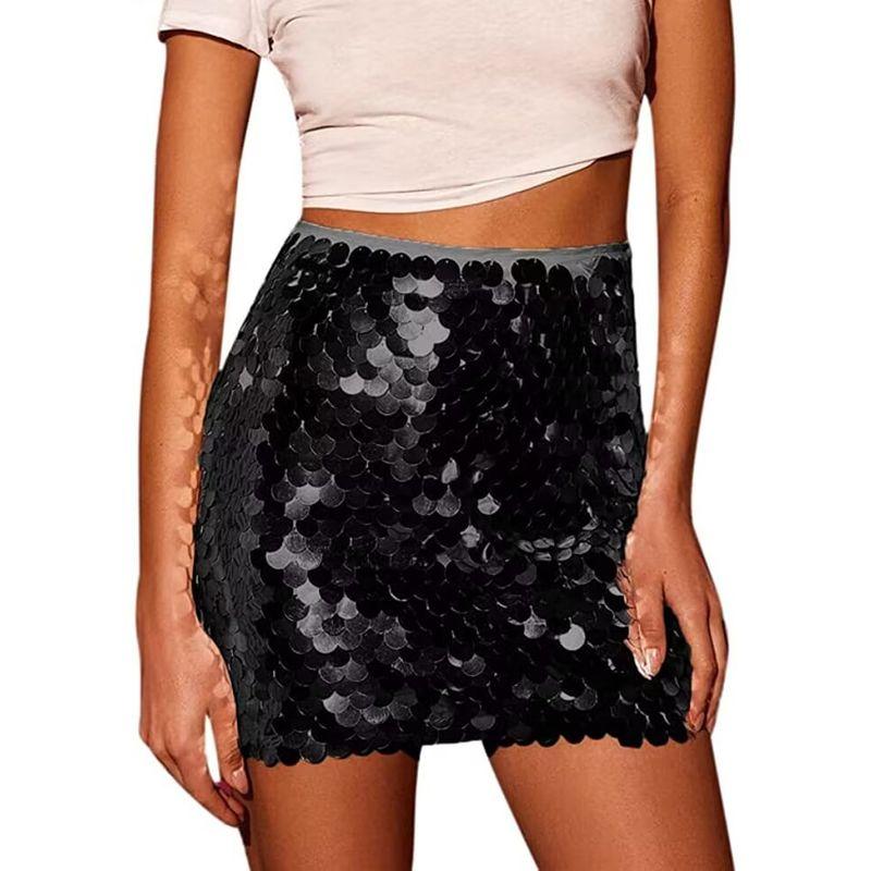 Sequin Slim Fit Short Skirt with Hip Wrap Sequin Silm Sheath Skirt
