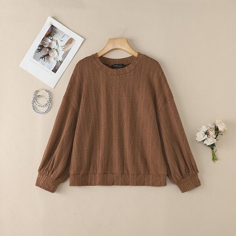 ZANZEA Women Casual Round Neck Long Sleeve Loose Pullover Blouse
