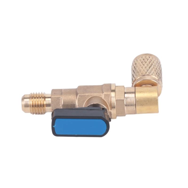 Brass 90 Degree R22 Ball Valves Shut-off Flows Control for Refrigerator & AC Charging Compact Valves for Refrigeration Repair