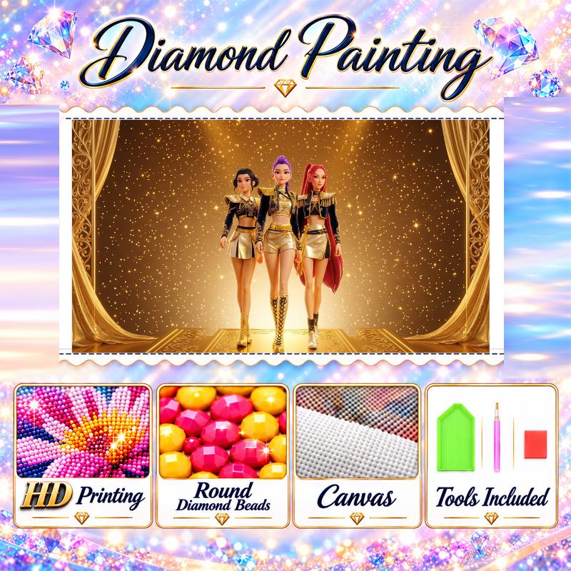 KPop Demon Hunters 5D Diamond Painting Kit DIY Full Drill Diamond Art Home Wall Decor