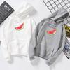 Autumn Winter Hooded Watermelon Graphic Print Sweatshirt Woman Student Pullover Kawaii White Oversized Hoodies