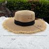 Summer Straw Hat, Lafite Grass Edge, Patchwork Hat, Women's Sun Hat, Artistic Bow, Flat Top Hat