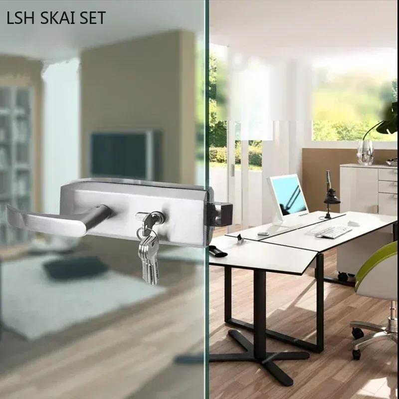 Büro Glastürschloss Badezimmer Edelstahl Griff Türschloss Schlafzimmer Balkon Glastür Lockset Home Security Hardware