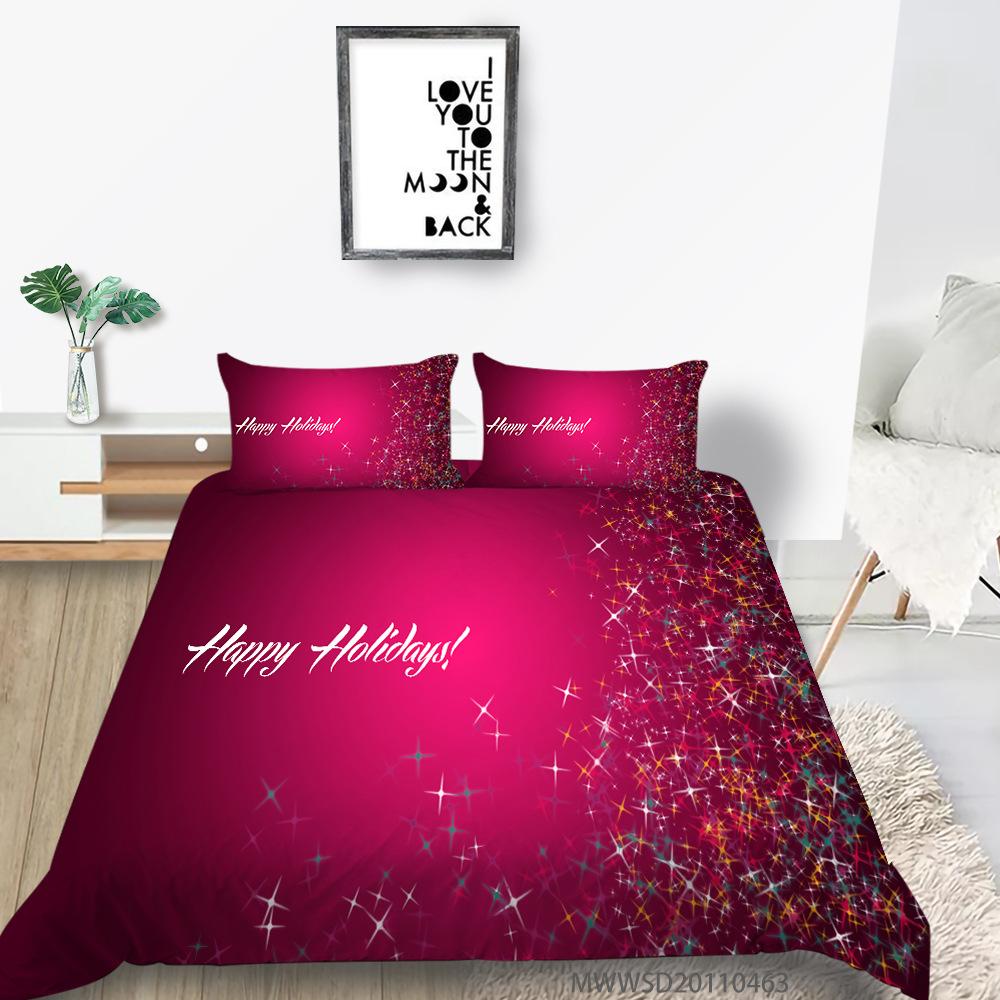 3D Digital Printing Quilt Cover Pillowcase Two Or Three Piece Set Christmas Gift Polyester