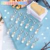 30Pcs Angel Wing Charm Keychain Decorative Key Holder with Drawstring Gauze Bag and Labels for Baby Showers Wedding