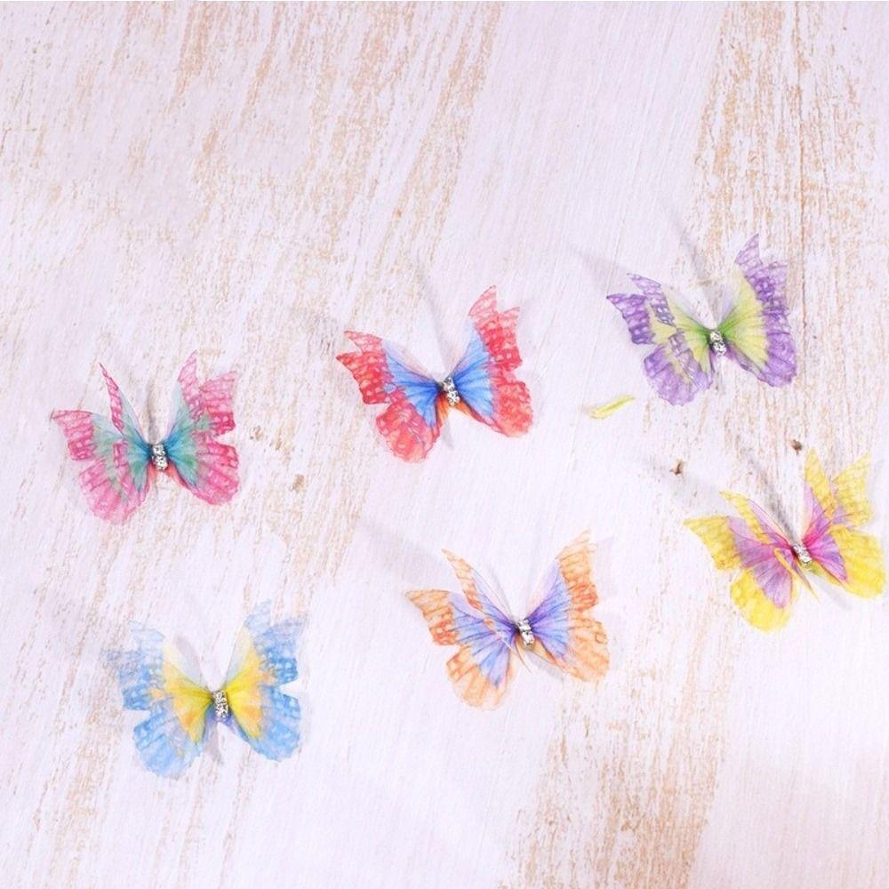 50 ks 3D organzové látkové motýlí aplikace Barevné nášivky na oblečení Šití Svatební doplňky do vlasů