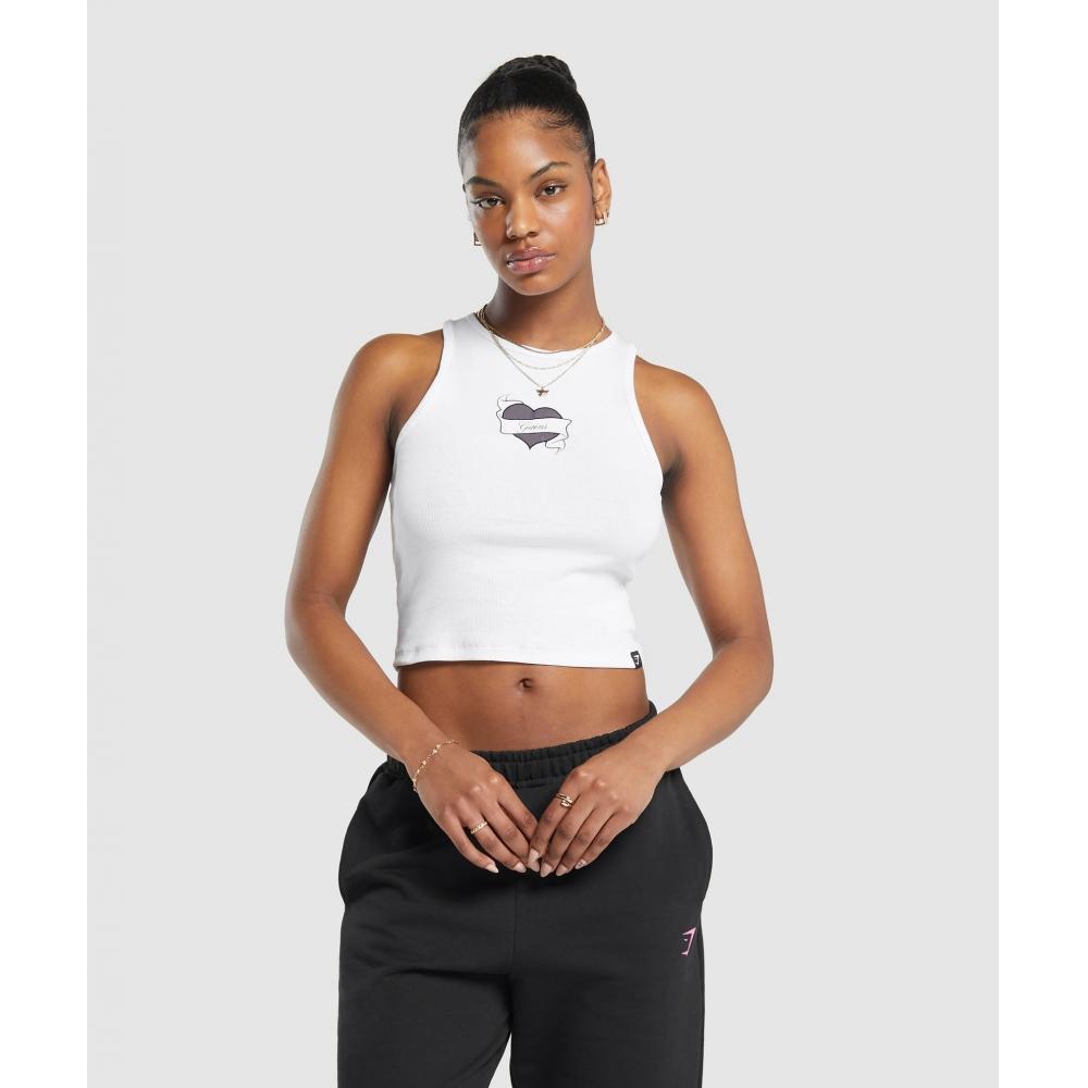 

Майка миди GYMSHARK Tattoo, белая B9A3C WB57 L