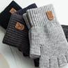 Warm Half Finger Gloves Men Exposed Fingers In Winter Half Fingerless Cycling and Driving Thick Wool Knitted Fingers To Prevent Cold