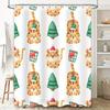 Santa Cat Christmas Shower Curtain Festive Tiger Print for Bathroom Decorations 3D Waterproof Fabric with Hooks in White Set