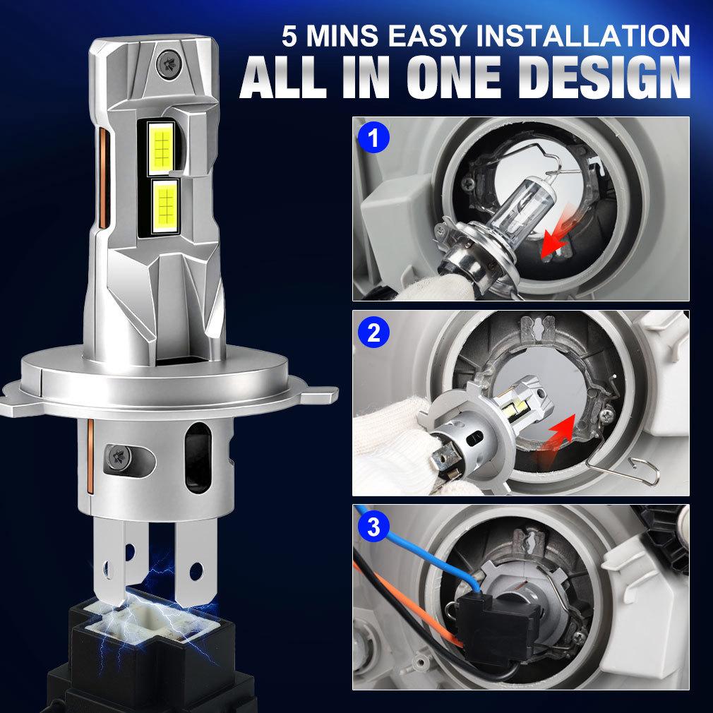 2Pcs 40000LM H4 H7 LED Headlight Bulbs Wireless Turbo H11 LED H8 9005 HB3 9006 HB4 100W Car Fog Light Hi Lo Beam Headlamp Auto Plug&Play Lamp 6000K