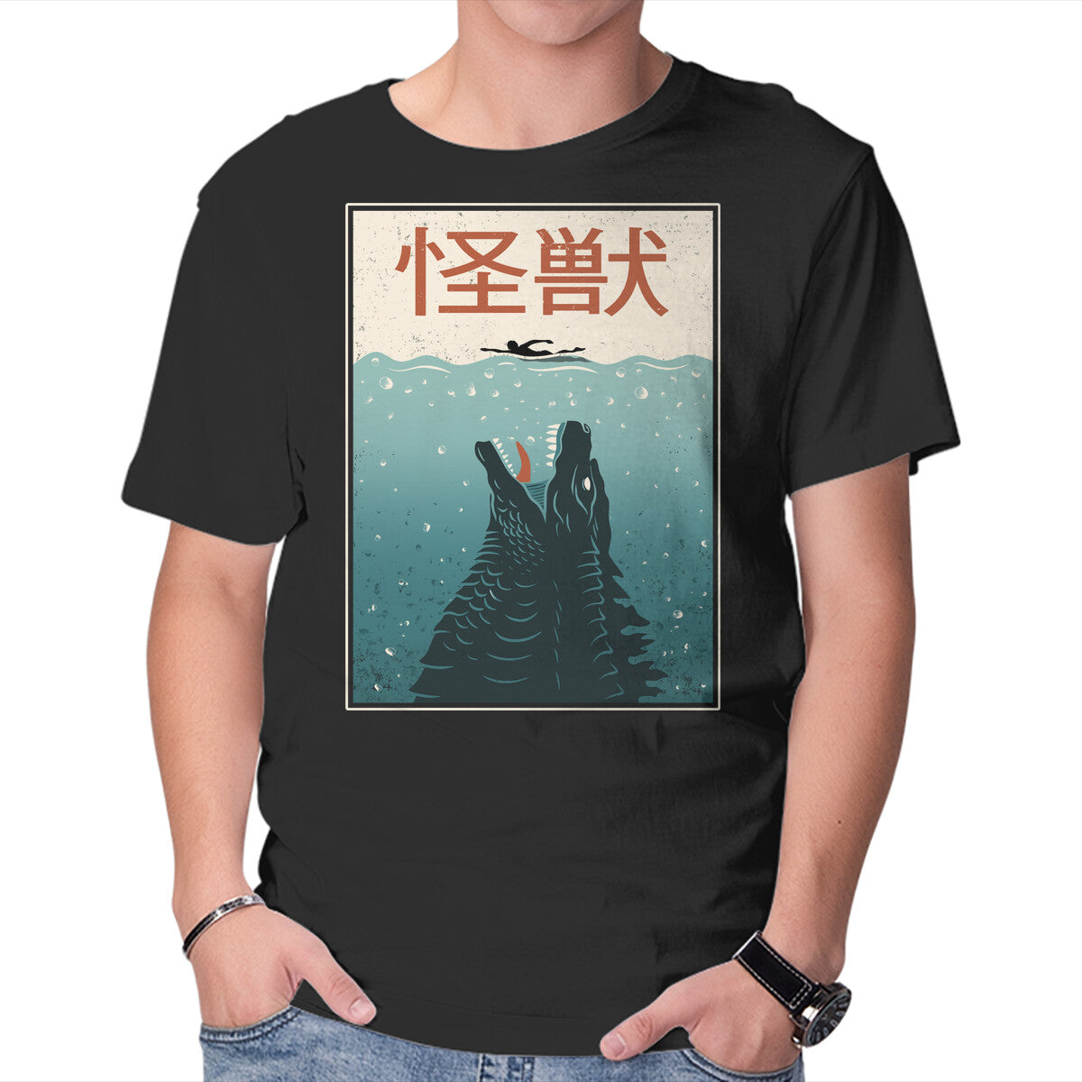 Unisex Crew Neck T-Shirt Kaiju Ocean Attack Graphic Short Sleeve Casual Tee XXXXL