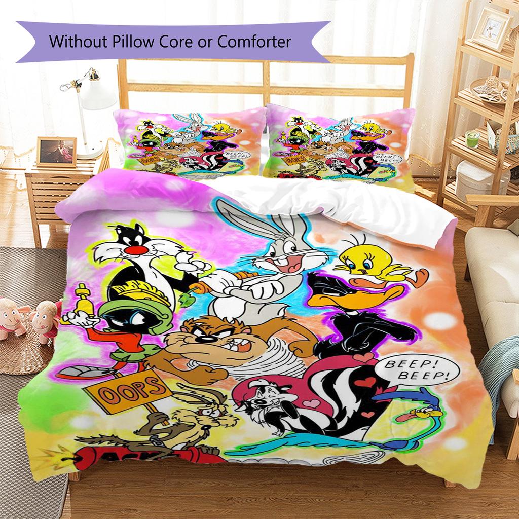 Classic Cartoon Pattern Bedding Quilt Set Quilt Cover Pillowcase Home Decoration Gift (1 * duvet cover + 2 * pillowcase, without core)