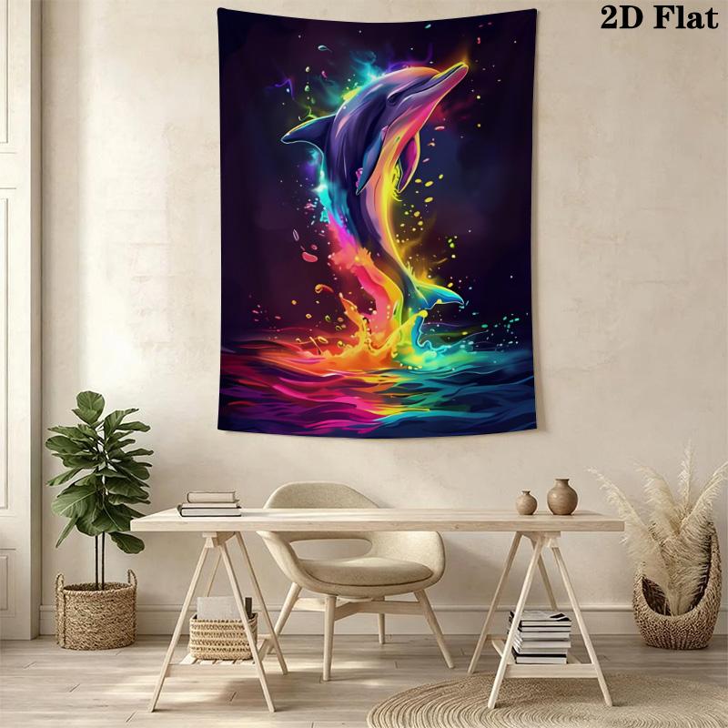 Colorful Dolphin Pattern Home Decor Tapestry, Wall Hanging, Decorative RV Wall Cloth.MGT0918539