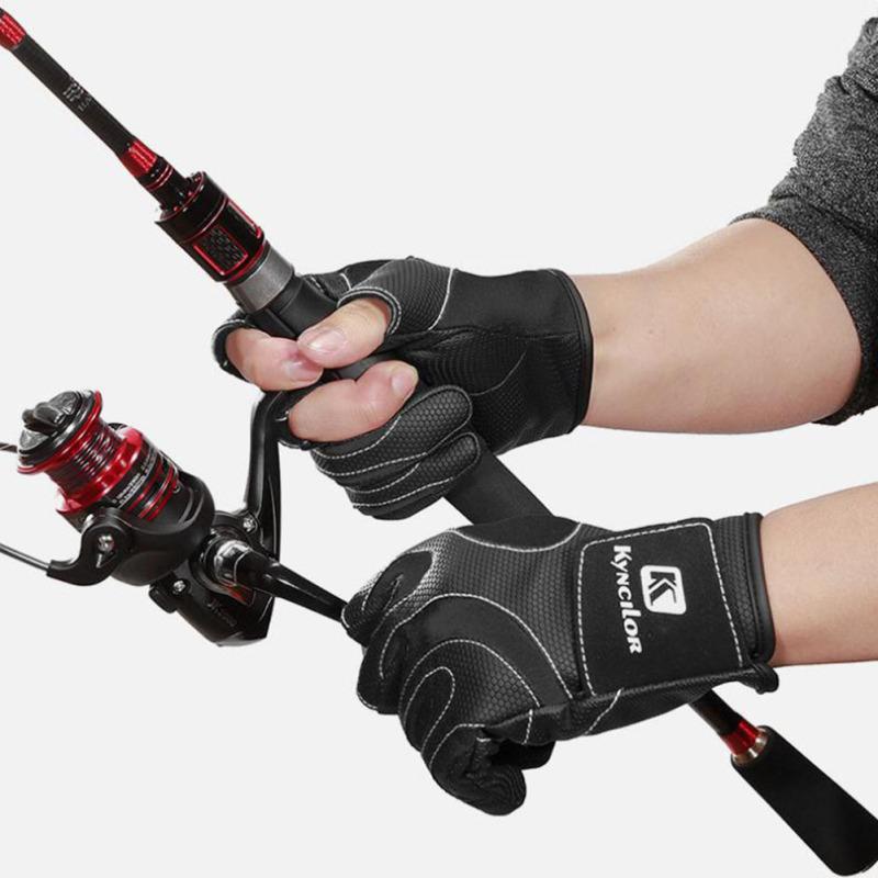 Outdoor 3 Cut Finger Non-slip Wear-resistant Fishing Gloves for Cycling Fishing Equipment