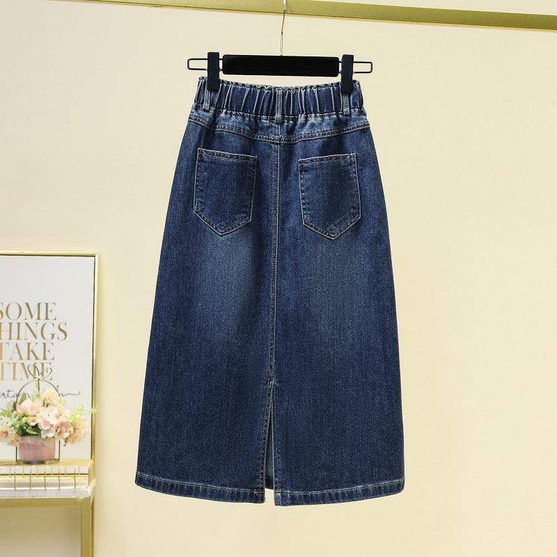 DIMANAF 2025 New Summer Denim skirt Women Loose Casual Basic Denim Plus Blue  skirt